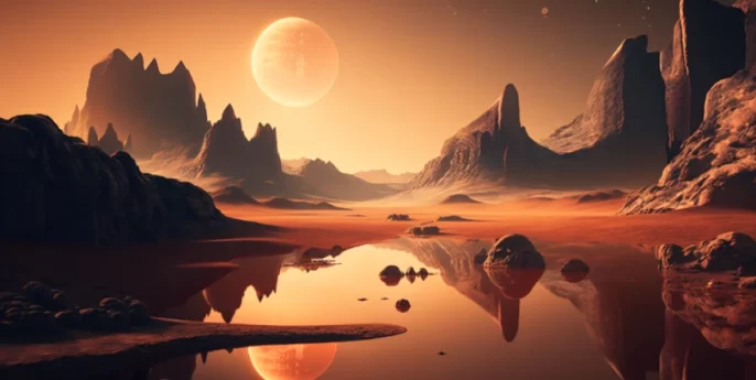 Surface of a planet in the TRAPPIST-1 system