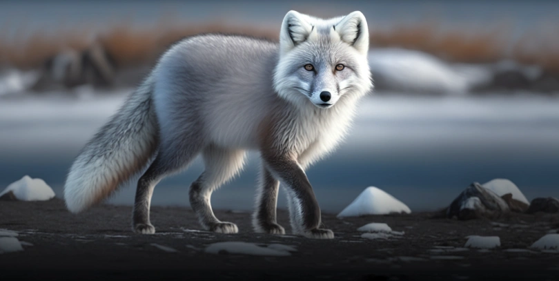 Arctic Fox among the glaciers