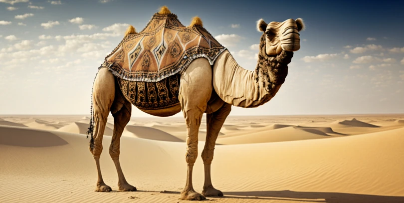 Camel in the sandy desert